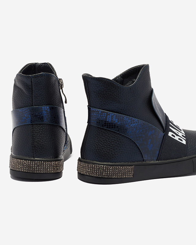 Marineblaue Mädchenstiefel mit Emoni-Aufschrift - Schuhe