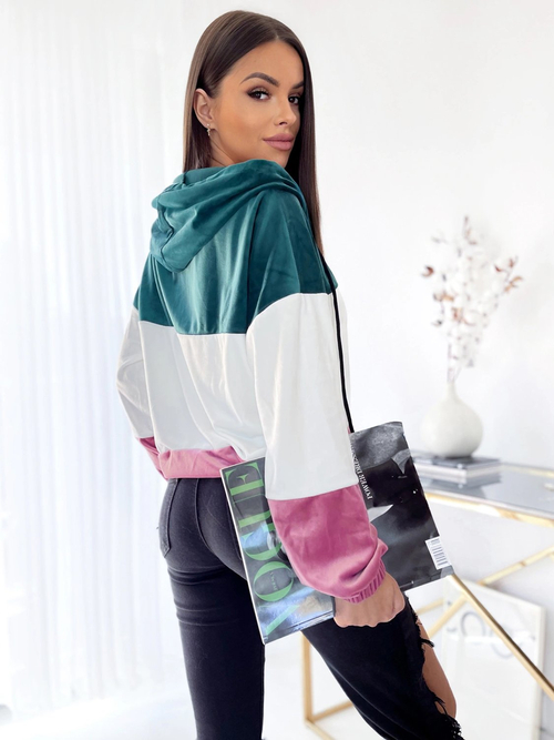 Royalfashion Зелено-біло-рожева жіноча толстовка на блискавці