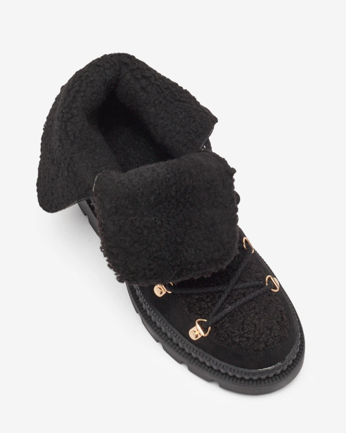 Royalfashion Чорні жіночі утеплені черевики-трапери з овчиною Lery Walk