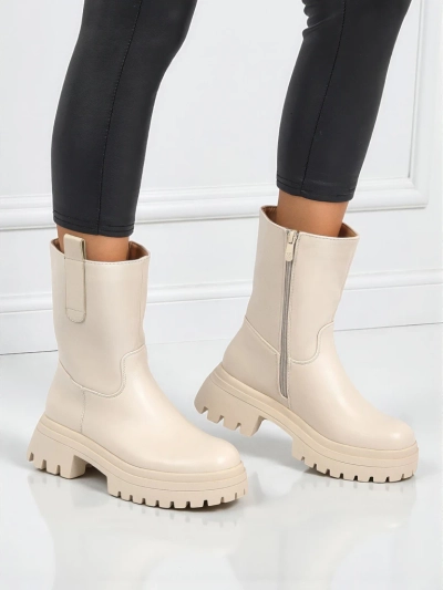 Höhere Damenstiefeletten aus Öko-Leder Scarlet Mist