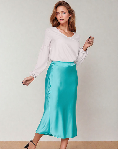 Royalfashion Damen Midirock a'la satin