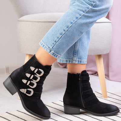 Schwarze Stiefeletten an einem niedrigen Pfosten Grand - Footwear