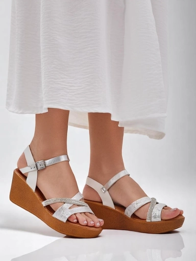 Royalfashion Damen Wedge-Sandalen mit Strass und Glitzer Eclat