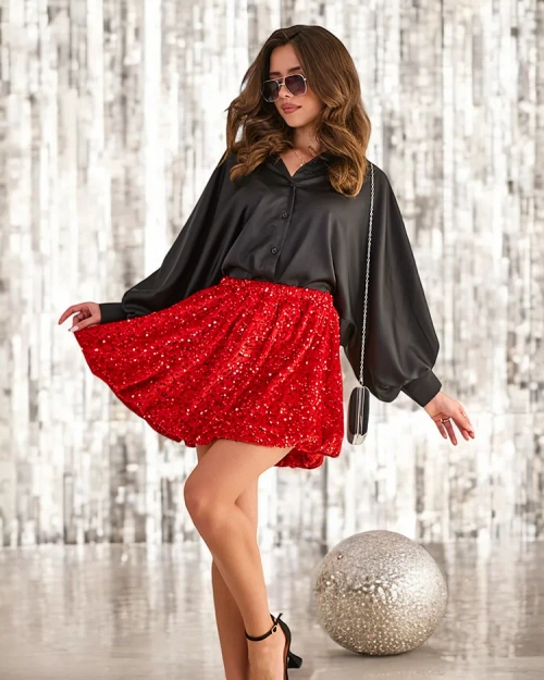 Royalfashion Коротка жіноча спідниця з пайєтками