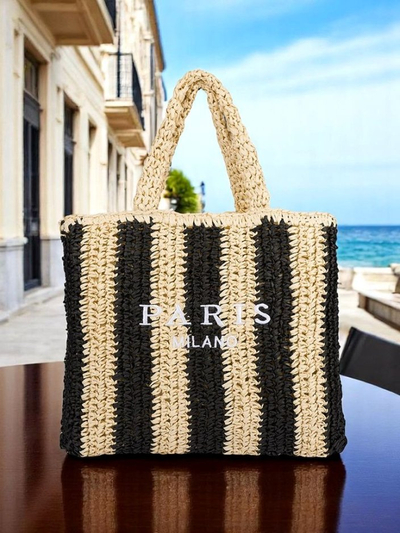 Royalfashion Велика солом'яна жіноча сумка Straw Stripe