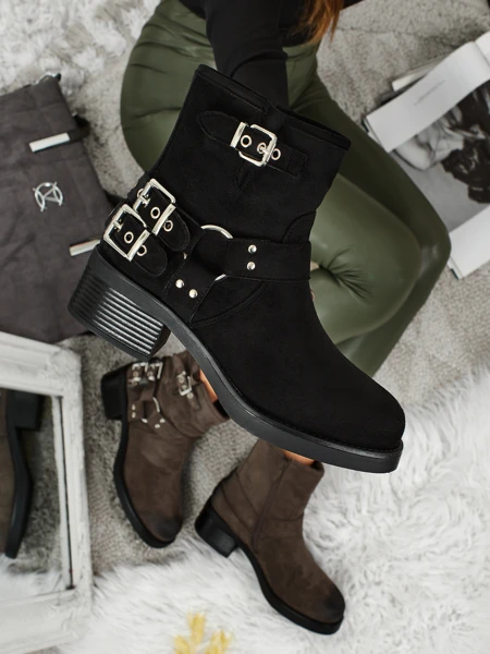 Damenstiefeletten aus Öko-Wildleder mit Schnallen Valtos