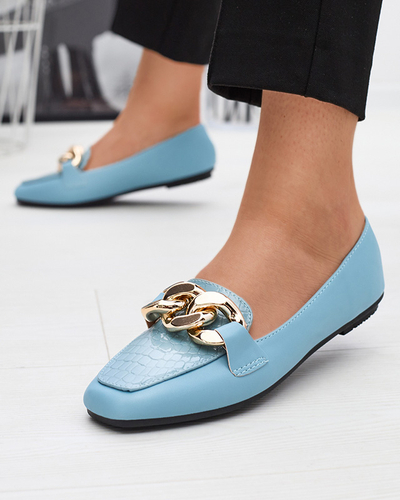 Blaue Damen-Slipper aus Kunstleder mit Kette Flamii - Footwear