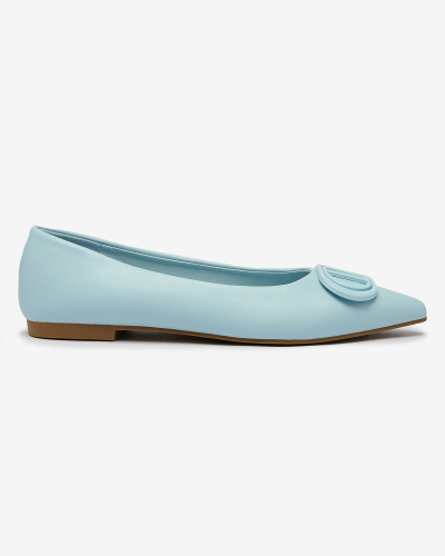Royalfashion Blaue Damen-Ballerinas mit spitzer Spitze und Verzierung auf der Nase Manixy