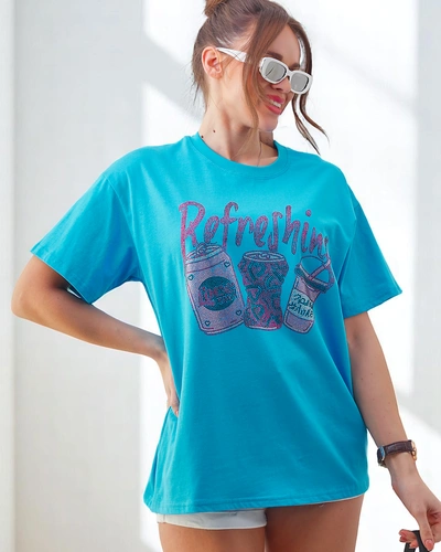 Royalfashion Damen Baumwoll-T-Shirt mit Strassdruck