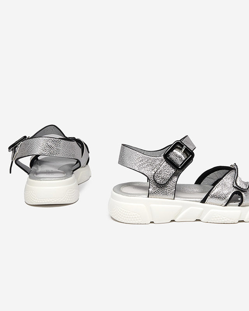 Сріблясті блискучі босоніжки для дівчат Jenilo - Туфлі