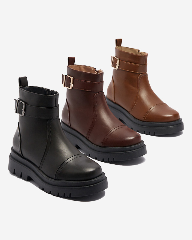 Schwarze Damenstiefel mit Schnalle Utilas - Footwear