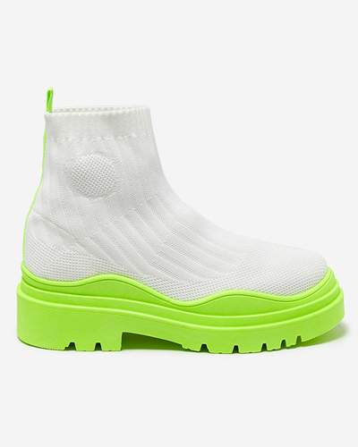 Damenstiefel auf einer dickeren Sohle in Weiß und Gelb Korlic - Schuhe