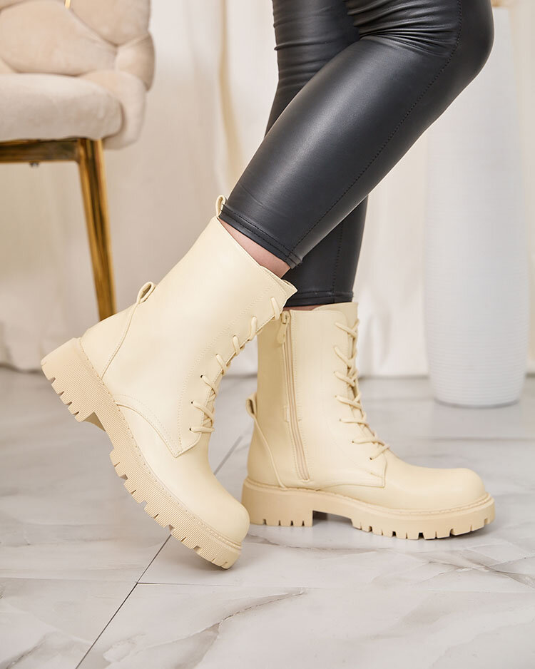 Royalfashion Beige Damen-Schnürstiefel Vacavva