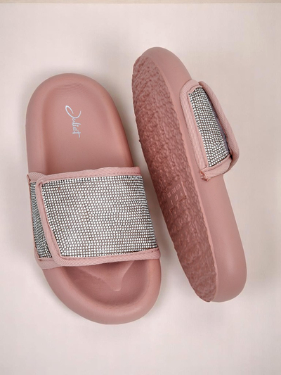 Royalfashion Damen Pantoletten mit flacher Sohle Sparkle Step