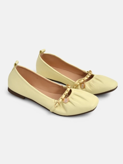 Damen Ballerinas AURELIA Gialla mit Kette in Gelb, Öko-Leder
