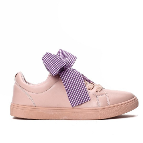 Różowe, sportowe buty z kokardą Alice - Obuwie