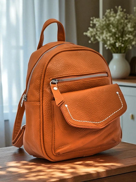 Eleganter Damenrucksack Calista Camel Öko-Leder Królewska Moda