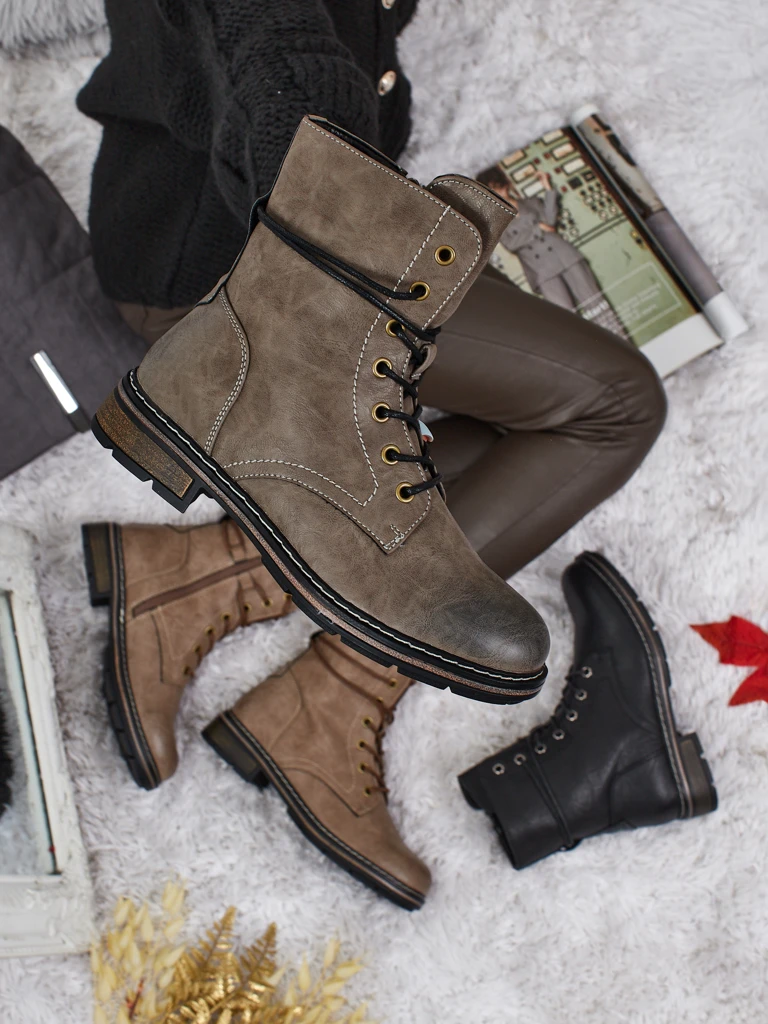 Öko-Leder Schnürstiefeletten Damen Ravonna