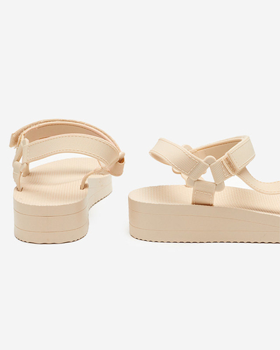 Бежеві жіночі босоніжки на плоскому каблуці Ostoy-Shoes