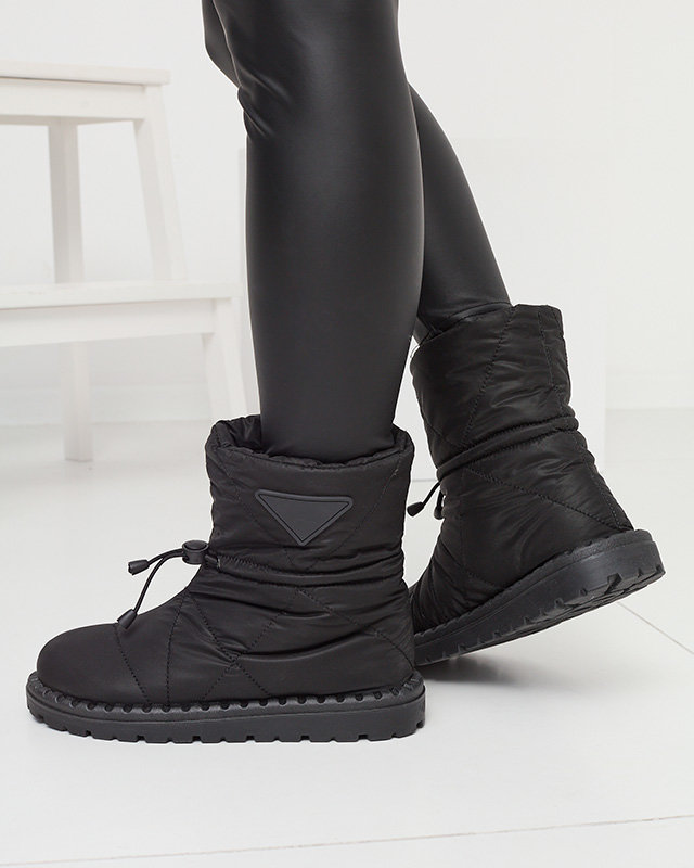 Schwarze gesteppte Damen-Schneestiefel mit flacher Sohle Ferri - Footwear