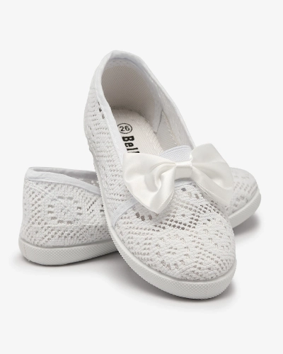 Weiße Slipper für Mädchen mit Schleife Sweet Time - Footwear