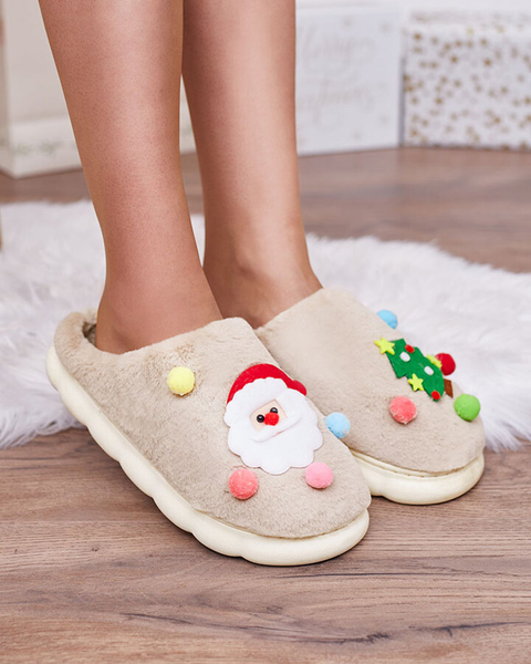 Royalfashion Weihnachtspantoffeln für Damen in Hellbraun Fertemse