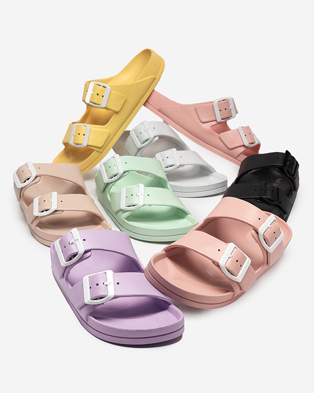 Beige Damenhausschuhe mit Schnallen. Teliwo - Footwear