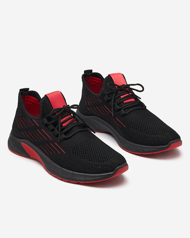 Schwarze Schnürsneaker für Herren mit roten Einsätzen Nertic - Footwear