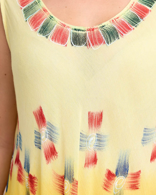 Жіноча пляжна накидка жовта - квіткова сукня - Одяг