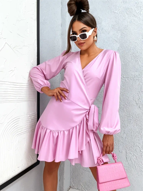 Royalfashion Жіноча міні-сукня з воланами на зав'язках