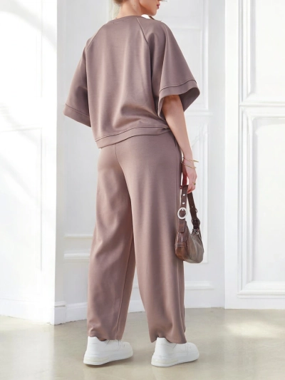 Royalfashion Damen-Set mit kurzen Ärmeln und weiten Hosen