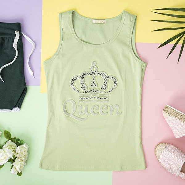 Зелений жіночий топ зі стразами