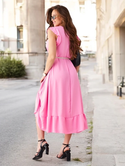 Royalfashion Damen-Midikleid mit Rüschen und kurzen Ärmeln