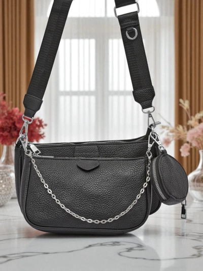 Multifunktionale Damenhandtasche Scylla in Schwarz aus Öko-Leder