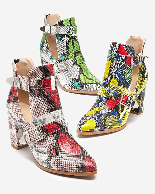 Синьо-жовті чоботи на полотні з тисненням Alolica - Взуття