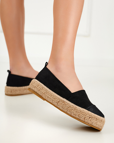 OUTLET Schwarze Espadrilles mit dekorativer Spitze Steve - Footwear