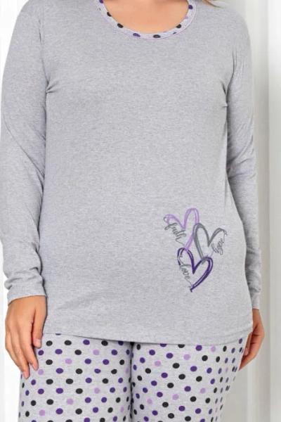 Royalfashion Damen 2-teiliges Baumwoll-Pyjama-Set mit Pünktchen IN BIG SIZE