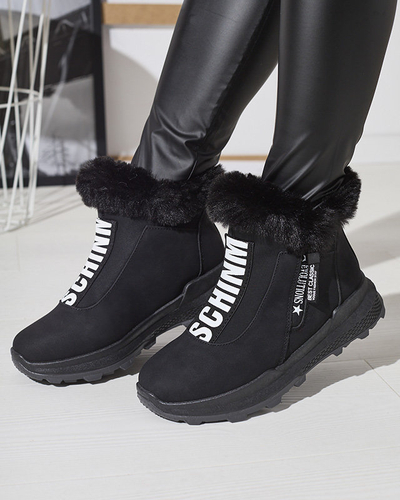 OUTLET Schwarze isolierte Damenstiefel mit Fell Scherr- Footwear