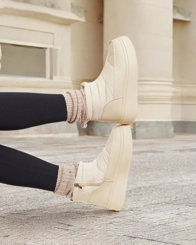 Royalfashion Damen Schneestiefel in beige Farbe Fopinia
