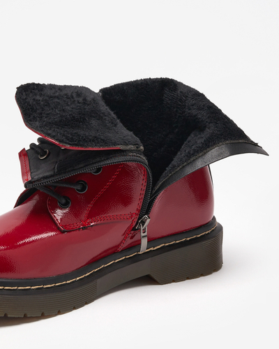 Rot lackierte Damenstiefel mit Derisa-Nieten - Schuhe