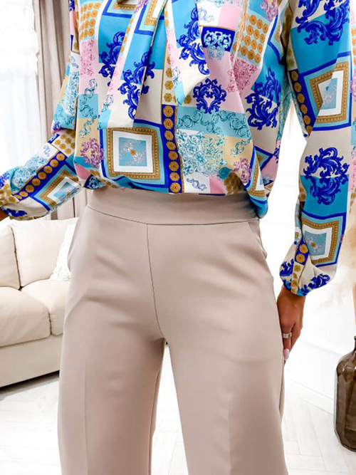 Бежеві жіночі широкі штани - Одяг