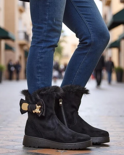 Royalfashion Damen Schneestiefel mit einer Schleife Kiebbi