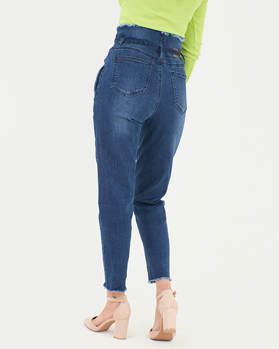 Marineblaue Mom-Jeans für Damen - Kleidung