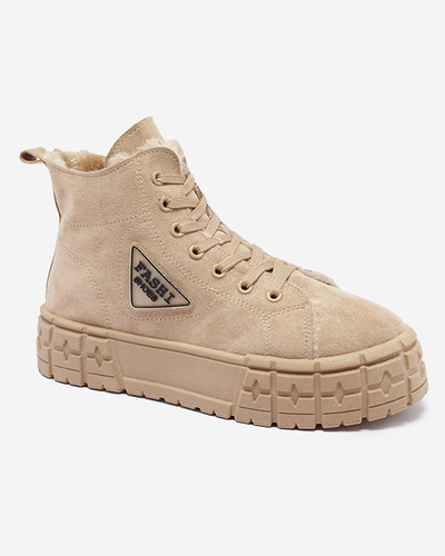 Hellbraune, isolierte Zephyr Damenstiefel aus Öko-Wildleder - Schuhe