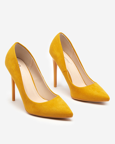 OUTLET Gelbe Damenpumps mit Öko-Wildleder auf Stiletto Veneci - Schuhe