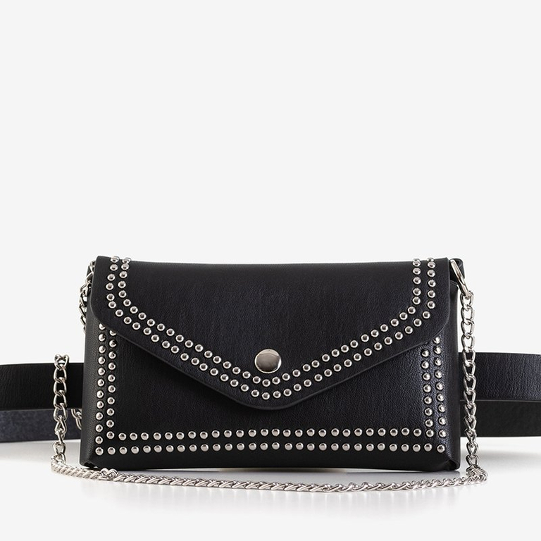 Schwarze kleine Nierentasche mit Strasssteinen - Handtaschen