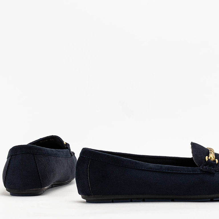 Marineblauer Damenmokassin mit Seriti-Ornament - Schuhe