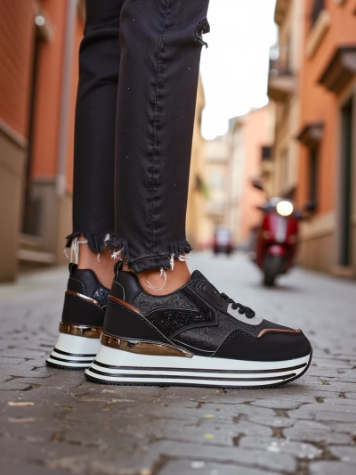 Royalfashion Damen Sneakers mit Glitzer Borovis