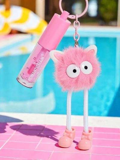 Lipgloss für Kinder mit einem flauschigen Monster Dunkelpink