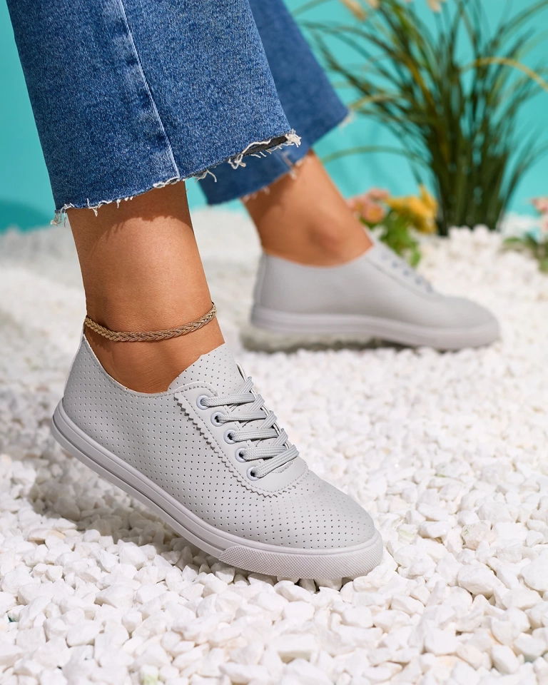 Royalfashion Grau Damen durchbrochene Tennisschuhe Salomp